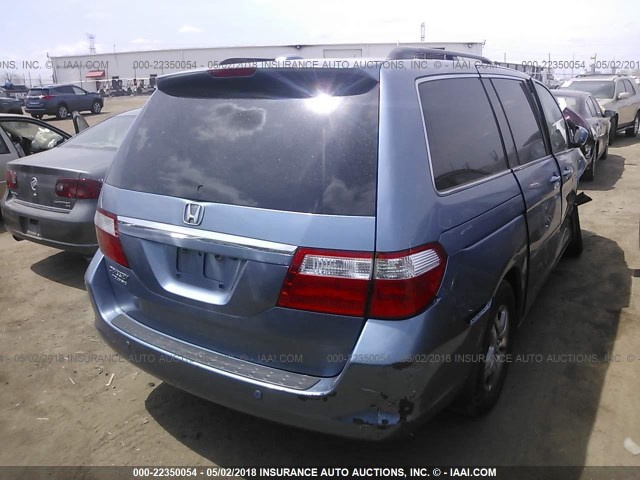 5FNRL38887B054393 - 2007 HONDA ODYSSEY TOURING Light Blue photo 4