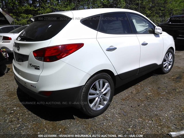 KM8JU3AC8BU210999 - 2011 HYUNDAI TUCSON GLS/LIMITED WHITE photo 4