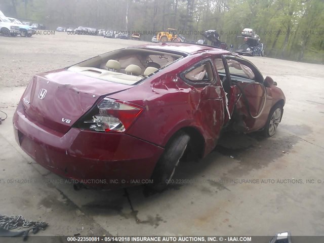 1HGCS22808A018351 - 2008 HONDA ACCORD EXL RED photo 4