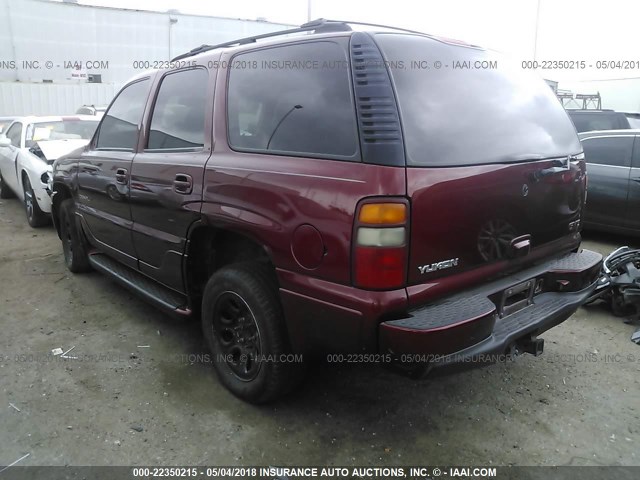 1GKEK63U43J160306 - 2003 GMC YUKON DENALI BURGUNDY photo 3