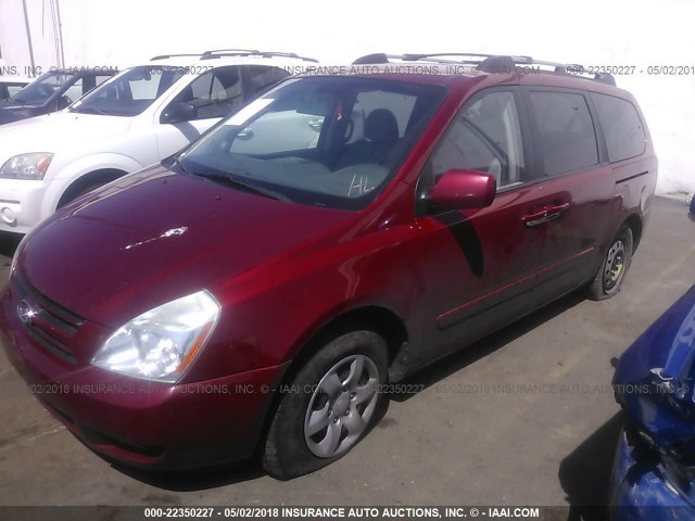 KNDMB233876190859 - 2007 KIA SEDONA EX/LX RED photo 2