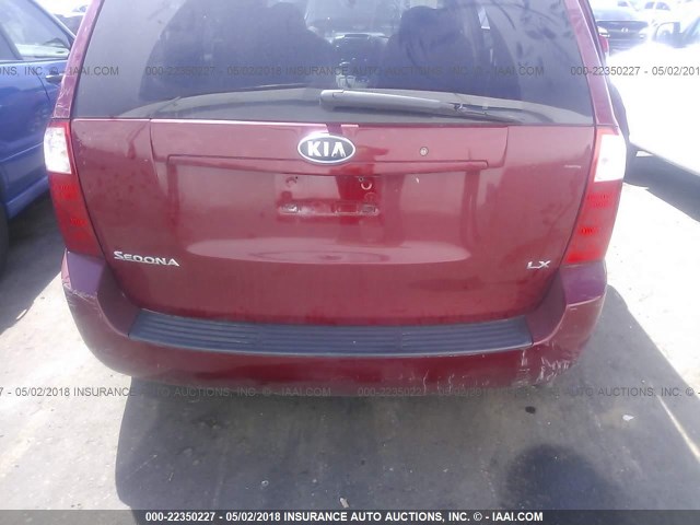 KNDMB233876190859 - 2007 KIA SEDONA EX/LX RED photo 6