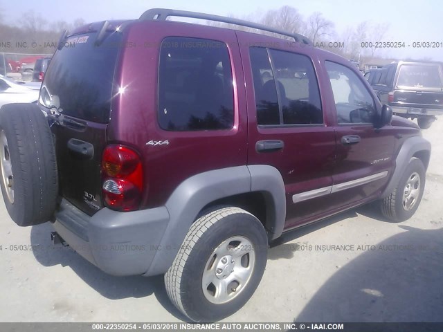 1J4GL48K32W226529 - 2002 JEEP LIBERTY SPORT 栗色 照片 4