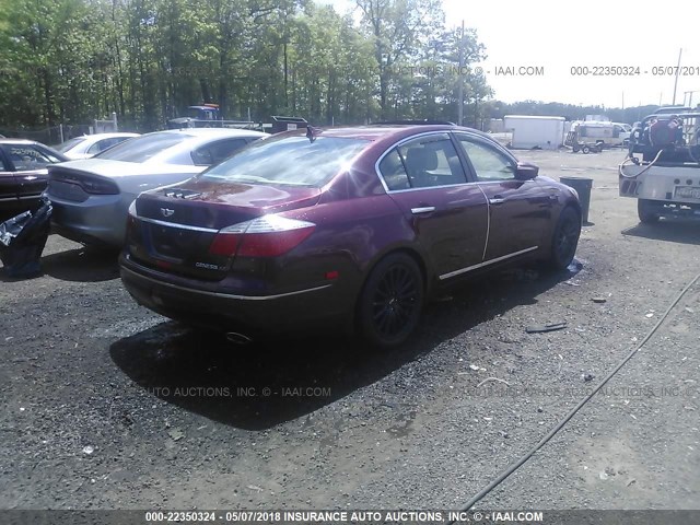 KMHGC4DF1AU107222 - 2010 HYUNDAI GENESIS 4.6L BURGUNDY photo 4