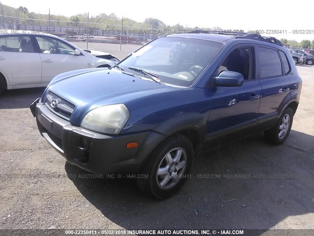 KM8JN72D45U157279 - 2005 HYUNDAI TUCSON GLS/LX BLUE photo 2