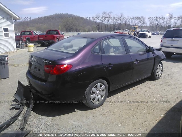 KMHDU46D17U029383 - 2007 HYUNDAI ELANTRA GLS/SE/LIMITED PURPLE photo 4