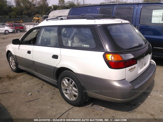 4S3BH665617632503 - 2001 SUBARU LEGACY OUTBACK WHITE photo 3