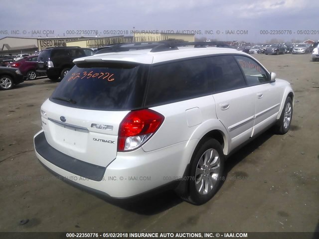 4S4BP66C597342312 - 2009 SUBARU OUTBACK 2.5I LIMITED WHITE photo 4