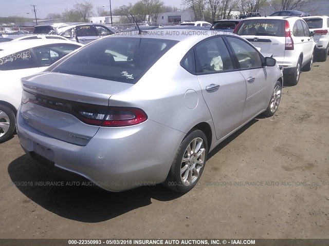 1C3CDFCAXDD135028 - 2013 DODGE DART LIMITED/R/T SILVER photo 4