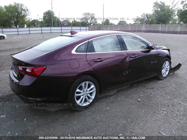 1G1ZE5ST1GF325544 - 2016 CHEVROLET MALIBU LT MAROON photo 4