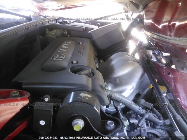 4T1BE46K07U091568 - 2007 TOYOTA CAMRY CE/LE/XLE/SE RED photo 10