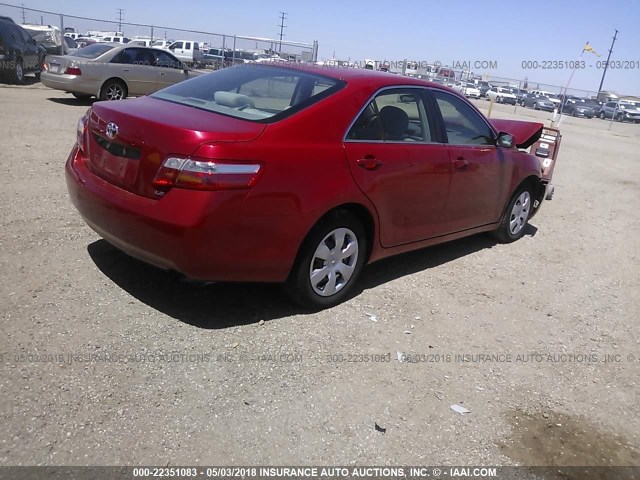 4T1BE46K07U091568 - 2007 TOYOTA CAMRY CE/LE/XLE/SE RED photo 4