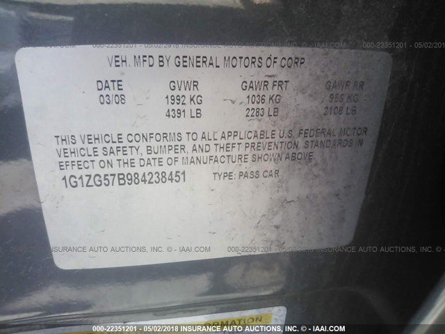 1G1ZG57B984238451 - 2008 CHEVROLET MALIBU LS 银色 照片 9