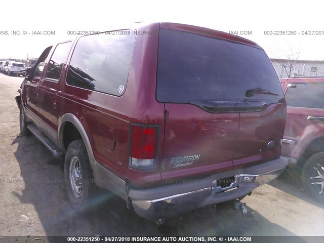 1FMSU43F9YEA90389 - 2000 FORD EXCURSION LIMITED RED photo 3