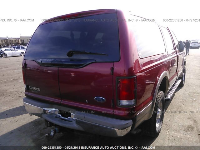 1FMSU43F9YEA90389 - 2000 FORD EXCURSION LIMITED RED photo 4