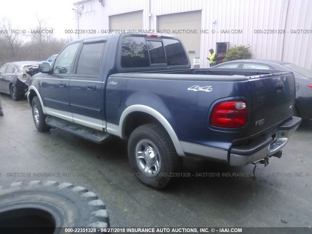 1FTRW08L72KC51710 - 2002 FORD F150 SUPERCREW BLUE photo 3