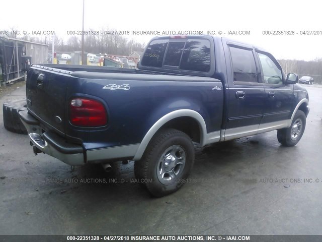 1FTRW08L72KC51710 - 2002 FORD F150 SUPERCREW BLUE photo 4