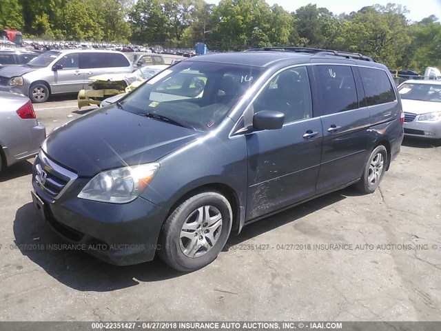 5FNRL38735B118747 - 2005 HONDA ODYSSEY EXL ლურჯი ფოტო 2