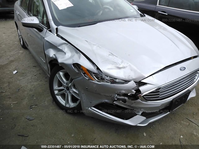 3FA6P0LU4JR138233 - 2018 FORD FUSION SE HYBRID SILVER photo 6