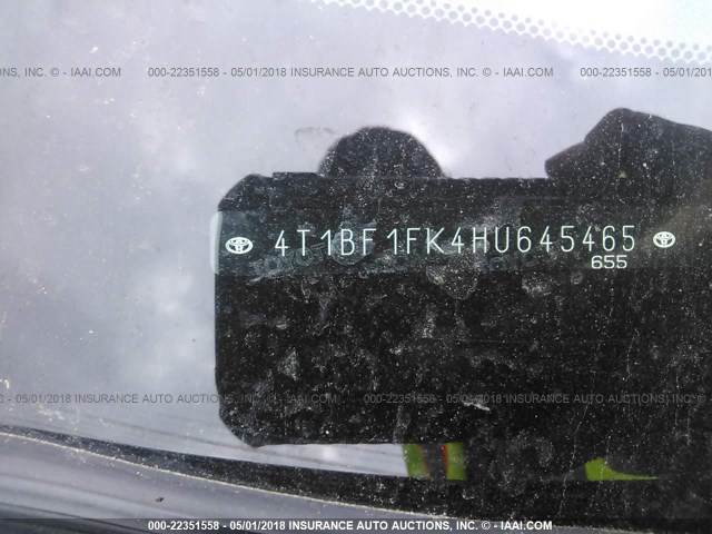 4T1BF1FK4HU645465 - 2017 TOYOTA CAMRY LE/XLE/SE/XSE BLACK photo 9