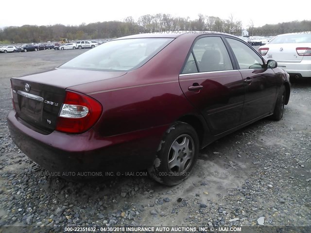 4T1BF32K52U026110 - 2002 TOYOTA CAMRY LE/XLE/SE 勃艮第红 照片 4