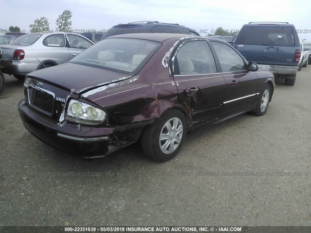 KMHWF35H15A164427 - 2005 HYUNDAI SONATA GLS/LX MAROON photo 4