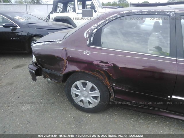 KMHWF35H15A164427 - 2005 HYUNDAI SONATA GLS/LX MAROON photo 6