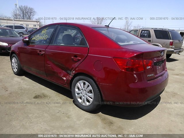 KNAFU4A23A5810911 - 2010 KIA FORTE EX RED photo 3