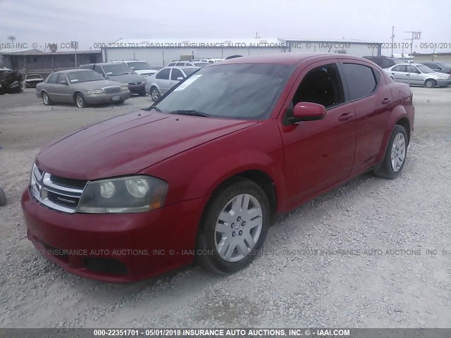 1B3BD1FB2BN573629 - 2011 DODGE AVENGER MAINSTREET RED photo 2