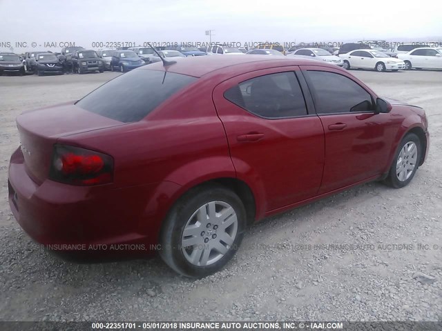 1B3BD1FB2BN573629 - 2011 DODGE AVENGER MAINSTREET RED photo 4