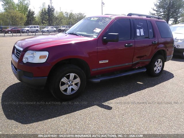 1FMEU72E96ZA24177 - 2006 FORD EXPLORER XLS RED photo 2