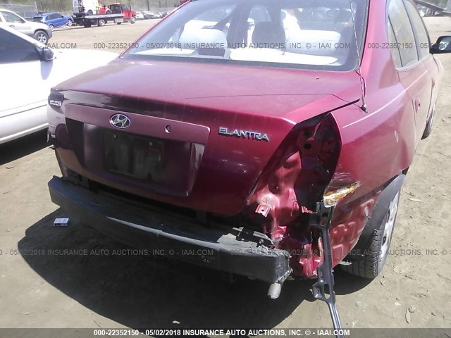 KMHDN46D16U275314 - 2006 HYUNDAI ELANTRA GLS/GT/LIMITED MAROON photo 6