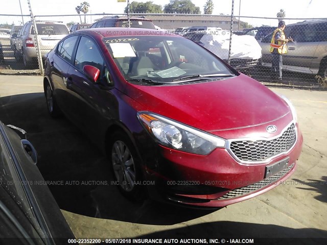 KNAFX4A60G5508768 - 2016 KIA FORTE LX RED photo 1