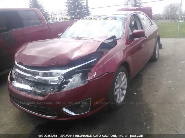 3FAHP0JG2AR214859 - 2010 FORD FUSION SEL RED photo 2