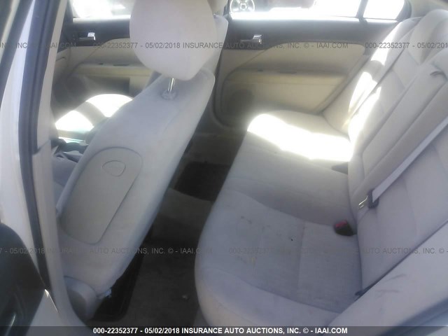 3FAHP06Z08R232751 - 2008 FORD FUSION S WHITE photo 8