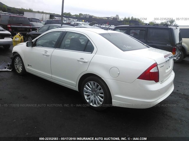 3FADP0L34AR183963 - 2010 FORD FUSION HYBRID WHITE photo 3