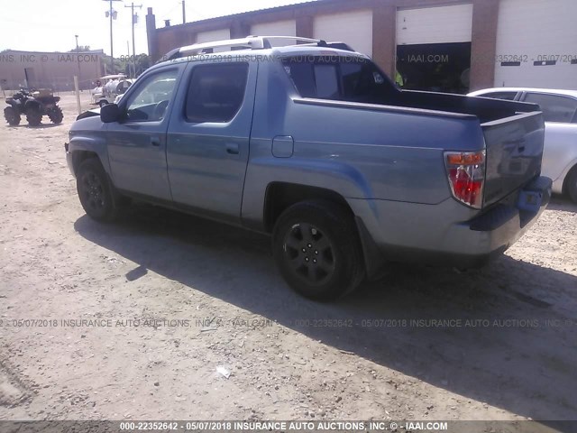 2HJYK16546H539064 - 2006 HONDA RIDGELINE RTL Light Blue photo 3