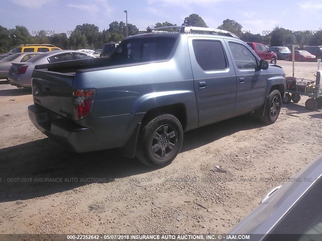 2HJYK16546H539064 - 2006 HONDA RIDGELINE RTL Light Blue photo 4