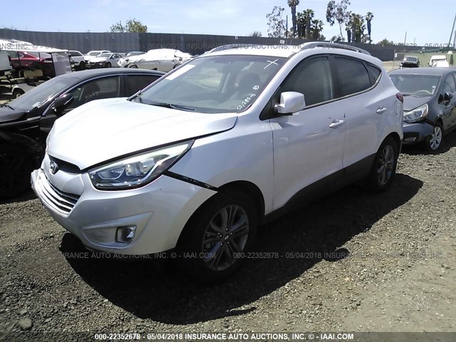 KM8JU3AG4EU916570 - 2014 HYUNDAI Tucson GLS/LIMITED/SE SILVER photo 2