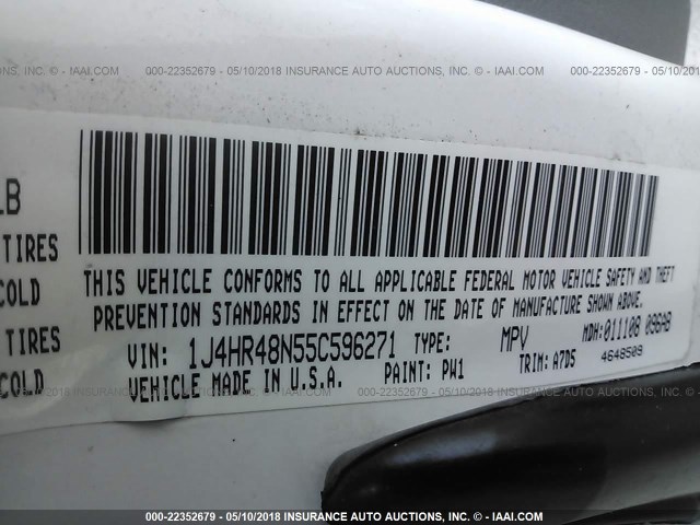 1J4HR48N55C596271 - 2005 JEEP GRAND CHEROKEE LAREDO/COLUMBIA/FREEDOM 白色 照片 9