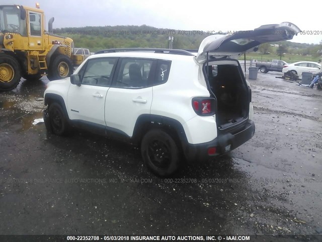 ZACCJAAT5GPD26664 - 2016 JEEP RENEGADE SPORT Սպիտակ լուսանկար 3