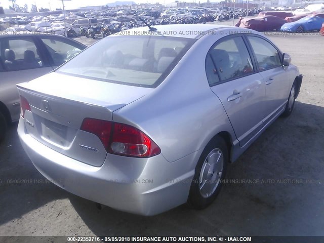 JHMFA36296S026481 - 2006 HONDA CIVIC HYBRID SILVER photo 4