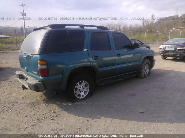 1GNEK13Z44R236191 - 2004 CHEVROLET TAHOE K1500 TURQUOISE photo 4