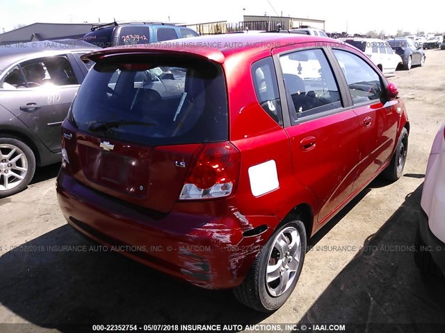 KL1TD66627B764860 - 2007 CHEVROLET AVEO LS RED photo 4