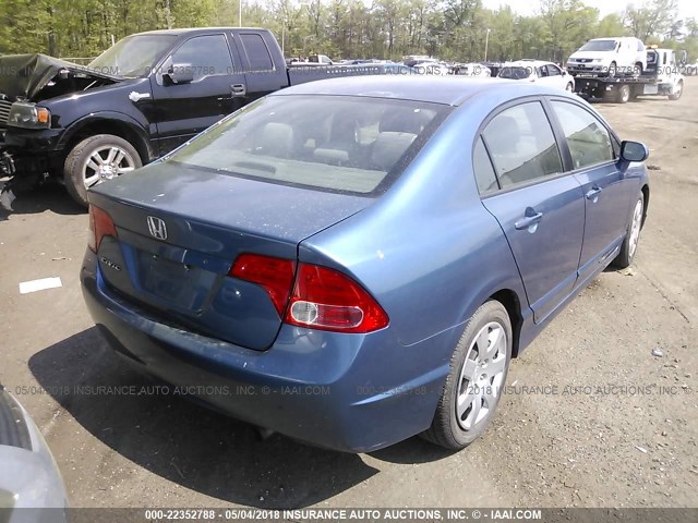 2HGFA15538H526052 - 2008 HONDA CIVIC LX BLUE photo 4