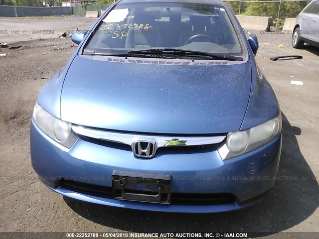 2HGFA15538H526052 - 2008 HONDA CIVIC LX BLUE photo 6