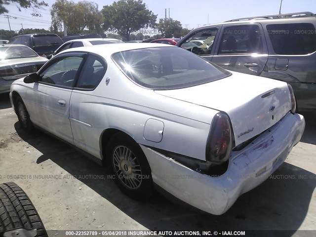 2G1WW12E0Y9280066 - 2000 CHEVROLET MONTE CARLO LS Ақ фото 3