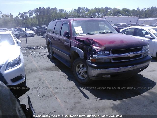 1GNFK16T81J275565 - 2001 CHEVROLET SUBURBAN K1500 BURGUNDY photo 1