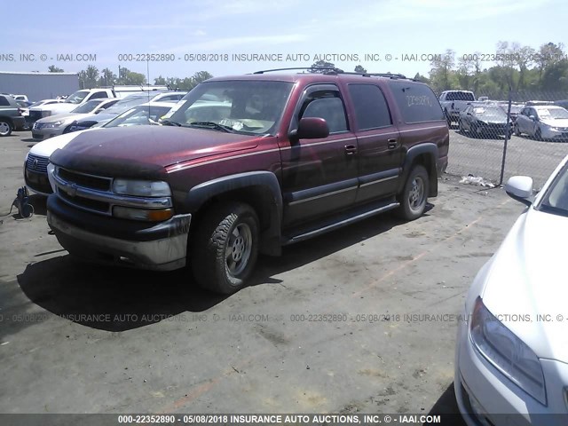 1GNFK16T81J275565 - 2001 CHEVROLET SUBURBAN K1500 BURGUNDY photo 2