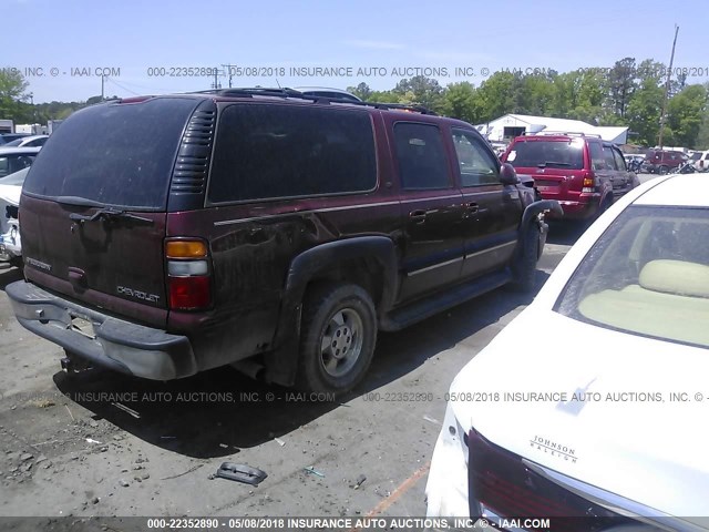 1GNFK16T81J275565 - 2001 CHEVROLET SUBURBAN K1500 BURGUNDY photo 4